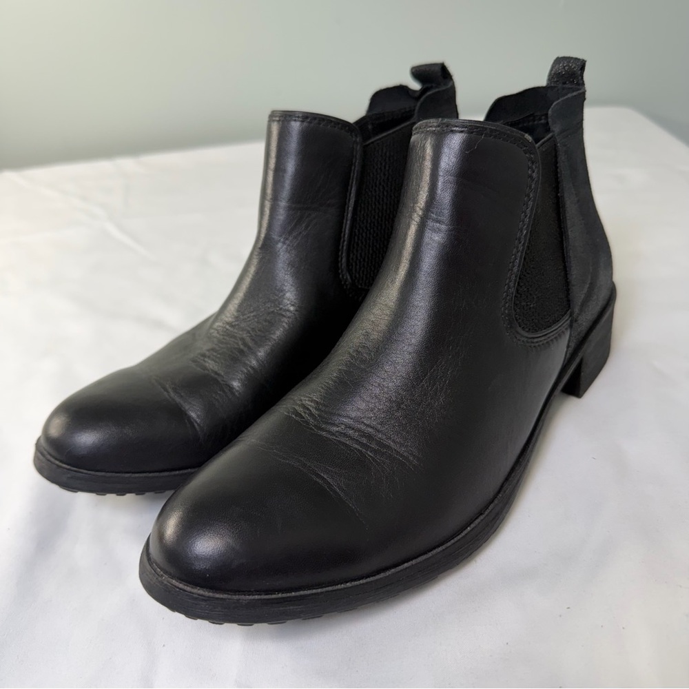 Aetrex Beth Black‎ Leather Ankle Chelsea Boots Size 8 NO INSOLES